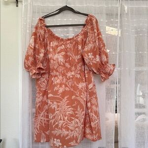 H&M Floral Mini Dress in Coral and White